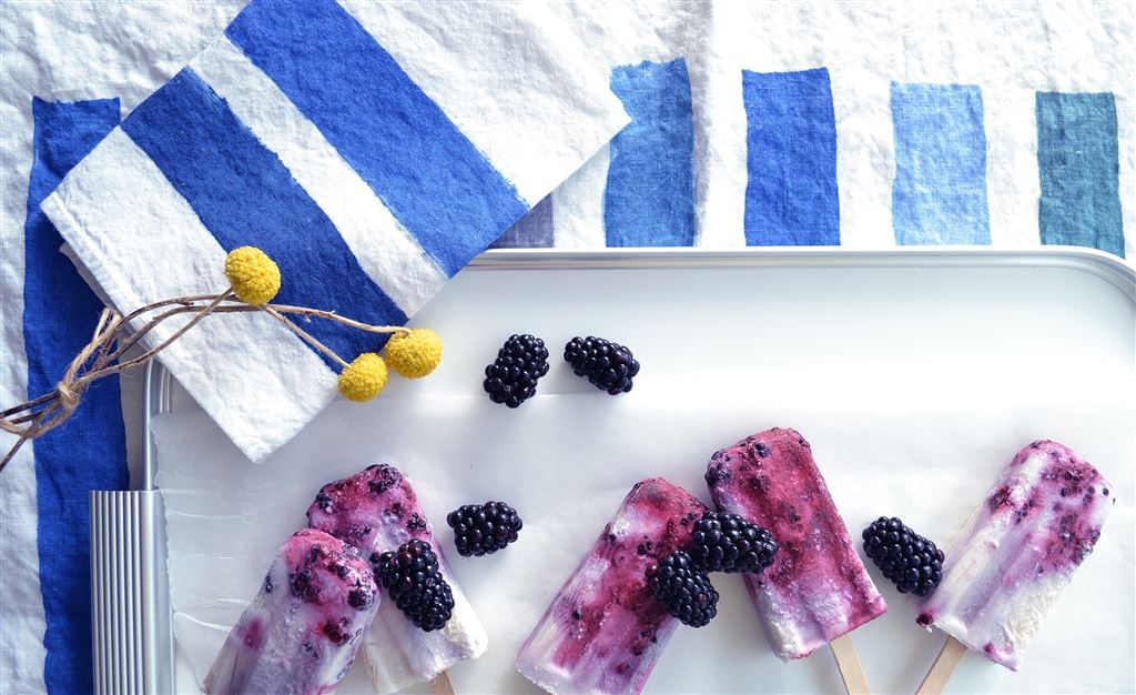 Coconut & blackberry ice lollies                                      