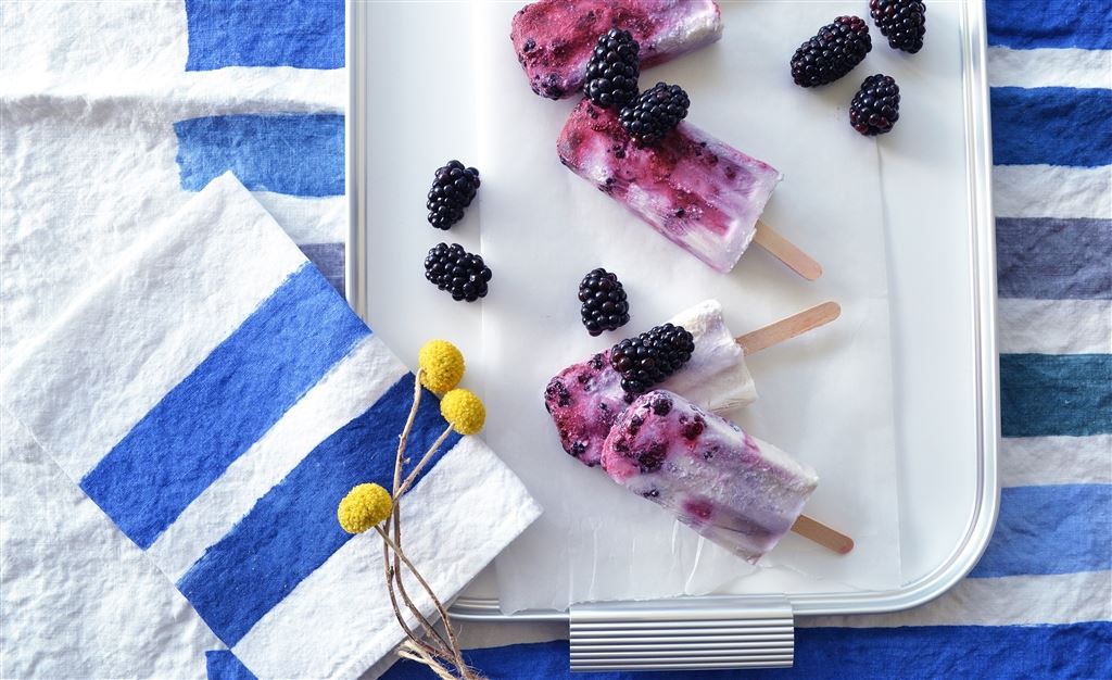 Coconut & blackberry ice lollies                                      