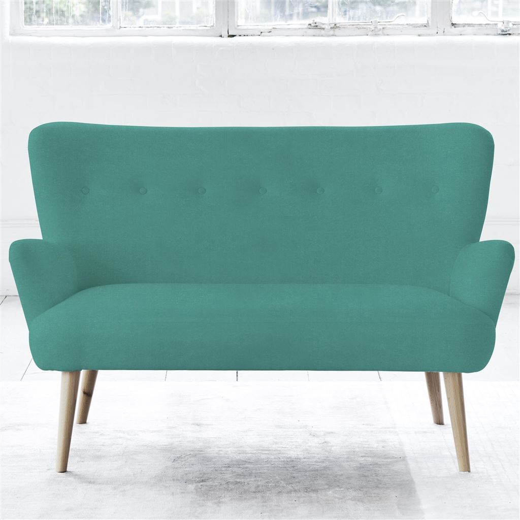 Florence 2 Seater - Self Buttons - Beech Leg - Cassia Ocean