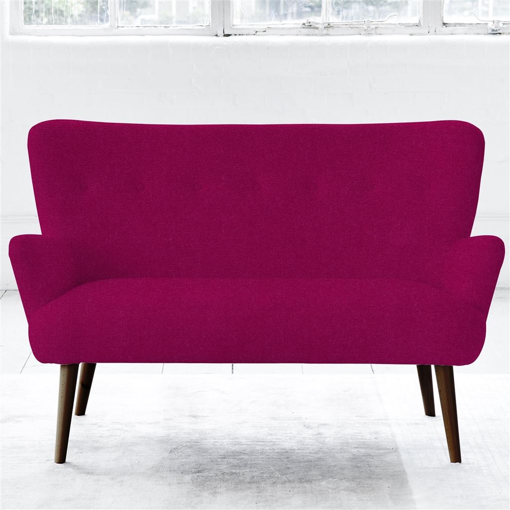 Florence 2 Seater - Self Buttons - Walnut Leg - Cassia Fuchsia