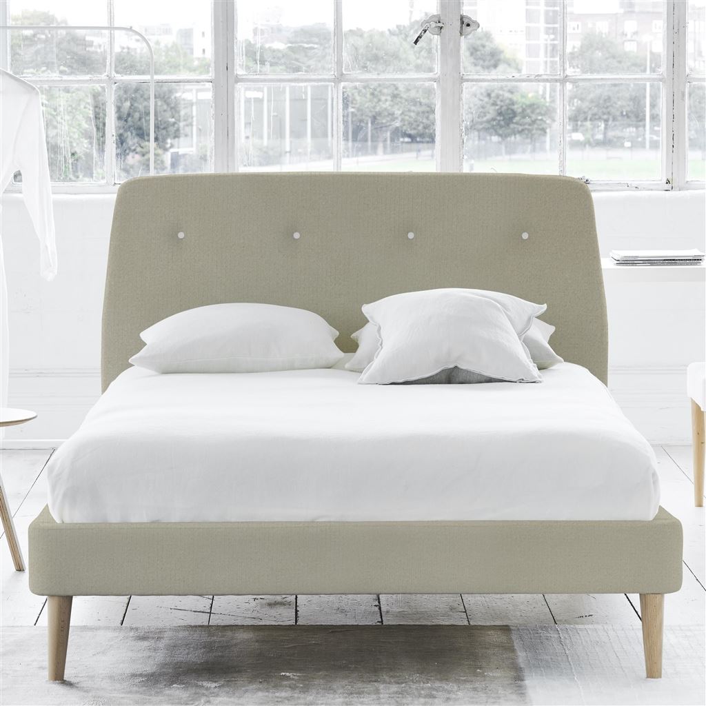 Cosmo Bed - White Buttons - Superking - Beech Leg - Cassia Dove