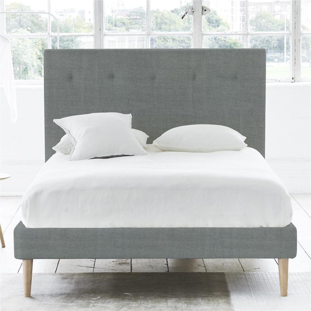 Polka Bed - Self Buttons - Superking - Beech Leg - Brera Lino Zinc