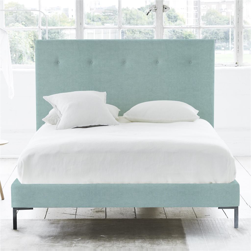 Polka Bed - Self Buttons - Superking - Metal Leg - Brera Lino Celadon