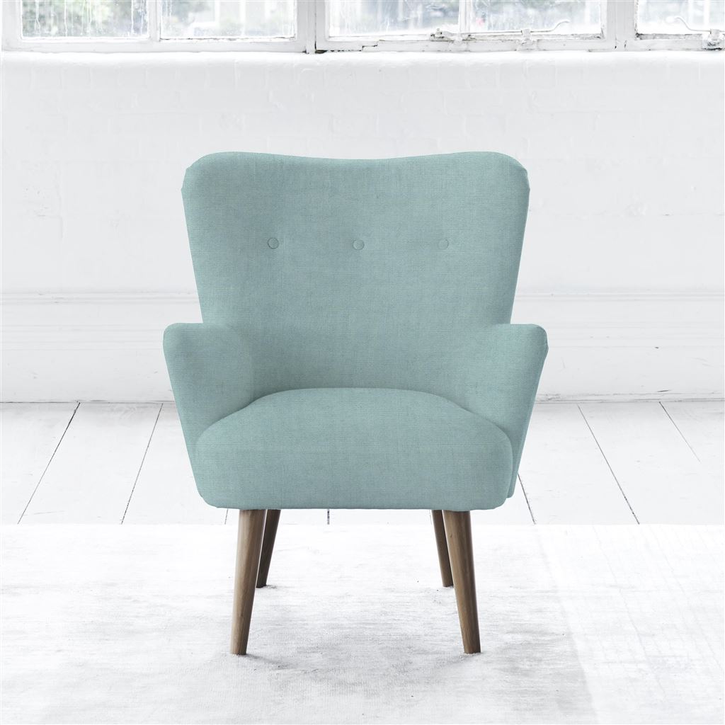 Florence Chair - Self Buttons - Walnut Leg - Brera Lino Celadon