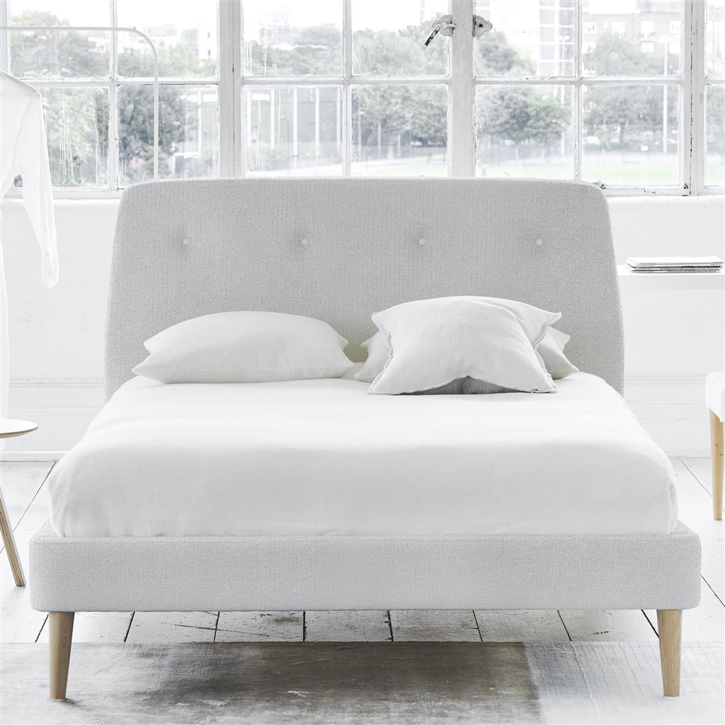 Cosmo Bed - White Buttons - Superking - Beech Leg - Brera Lino Alab...