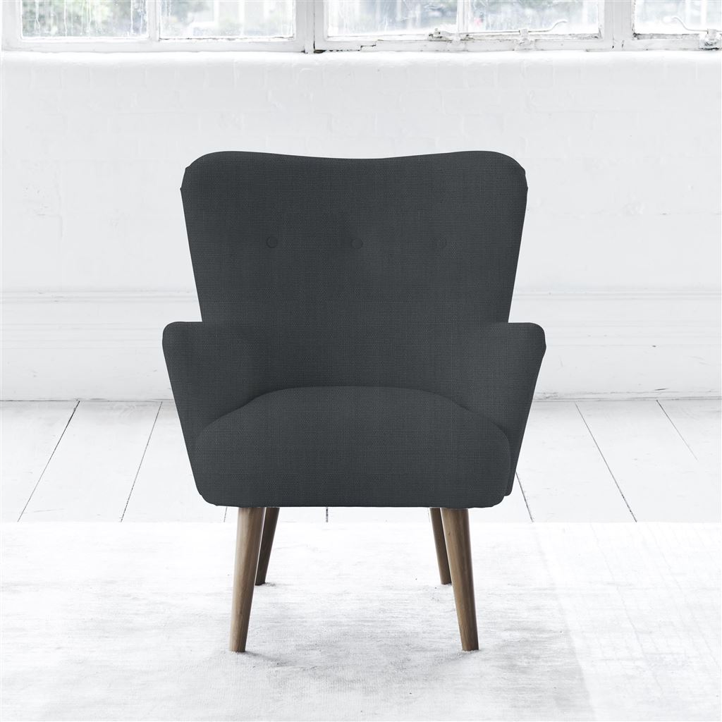 Florence Chair - Self Buttons - Walnut Leg - Brera Lino Dusk