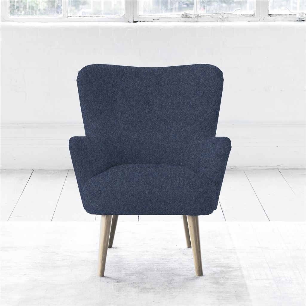 Florence Chair - Self Buttons - Beech Leg - Cheviot Indigo