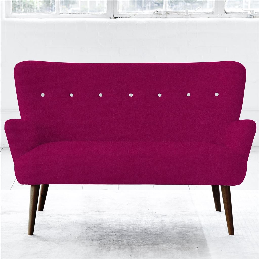 Florence 2 Seater - White Buttons - Walnut Leg - Cassia Fuchsia