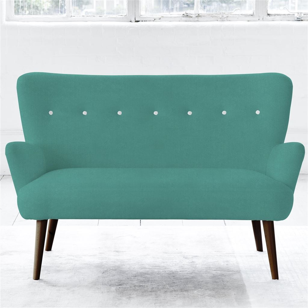 Florence 2 Seater - White Buttons - Walnut Leg - Cassia Ocean
