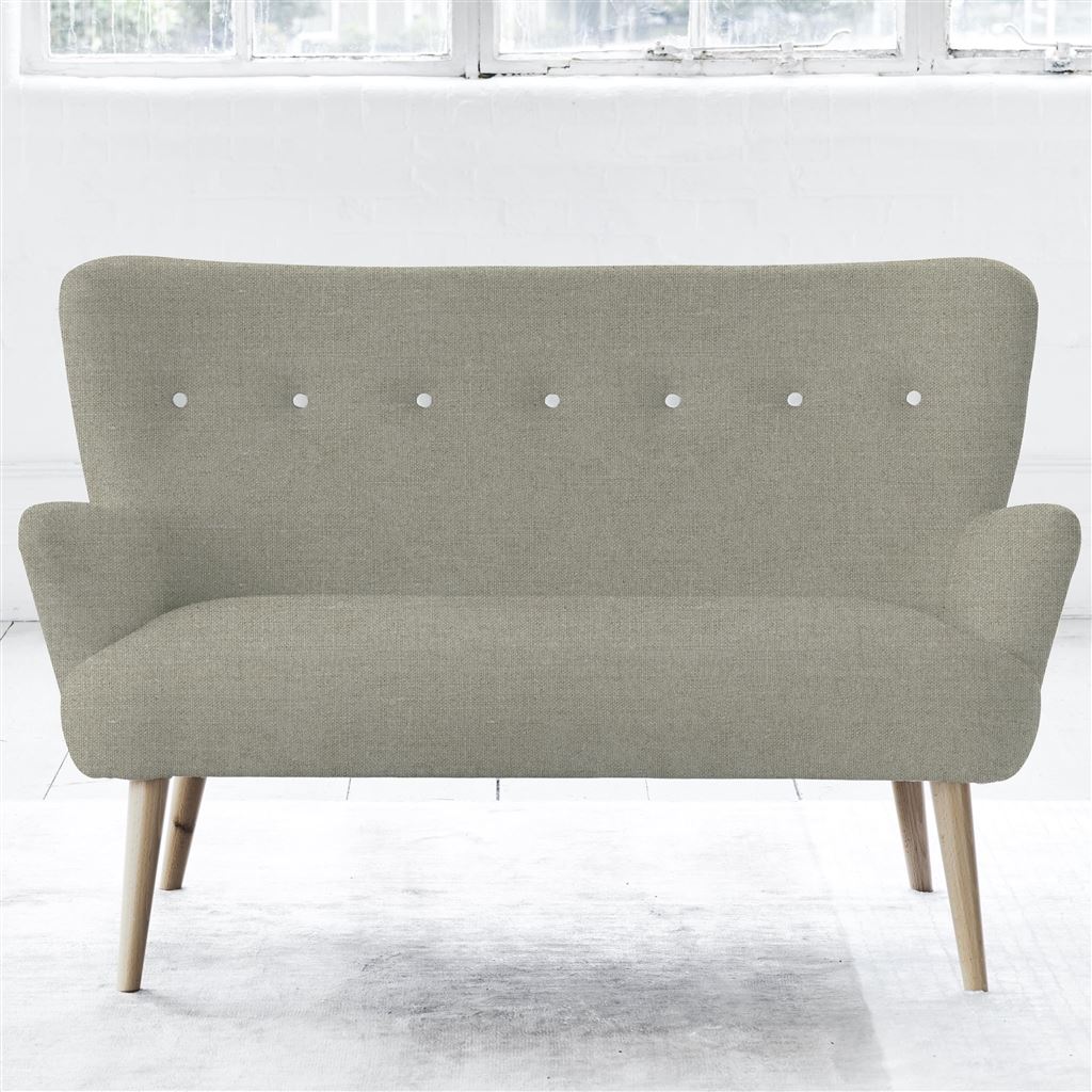 Florence 2 Seater - White Buttons - Beech Leg - Brera Lino Pebble