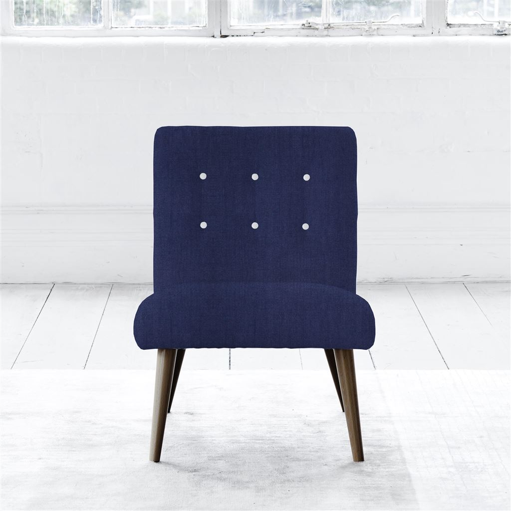 Eva Chair - White Buttons - Walnut Leg - Brera Lino Ultra Marine