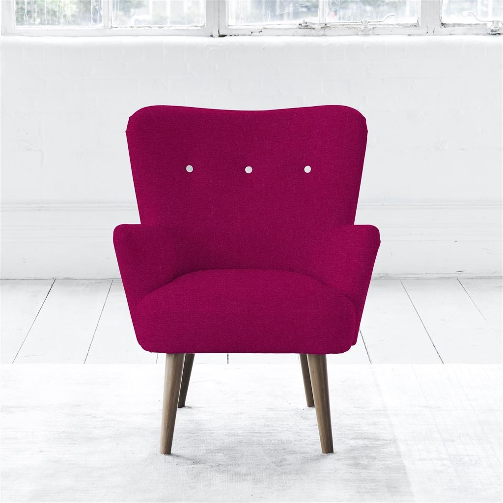 Florence Chair - White Buttons - Walnut Leg - Cassia Fuchsia