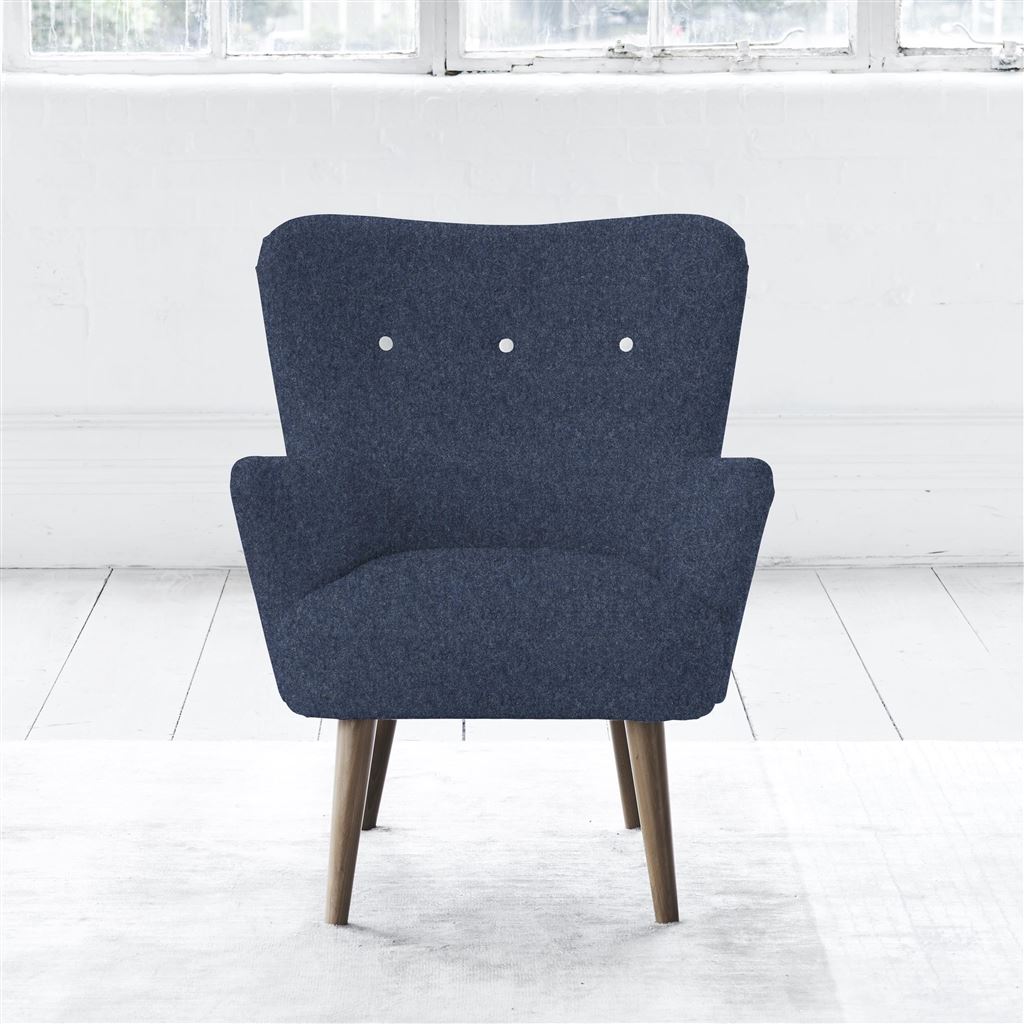 Florence Chair - White Buttons - Walnut Leg - Cheviot Indigo