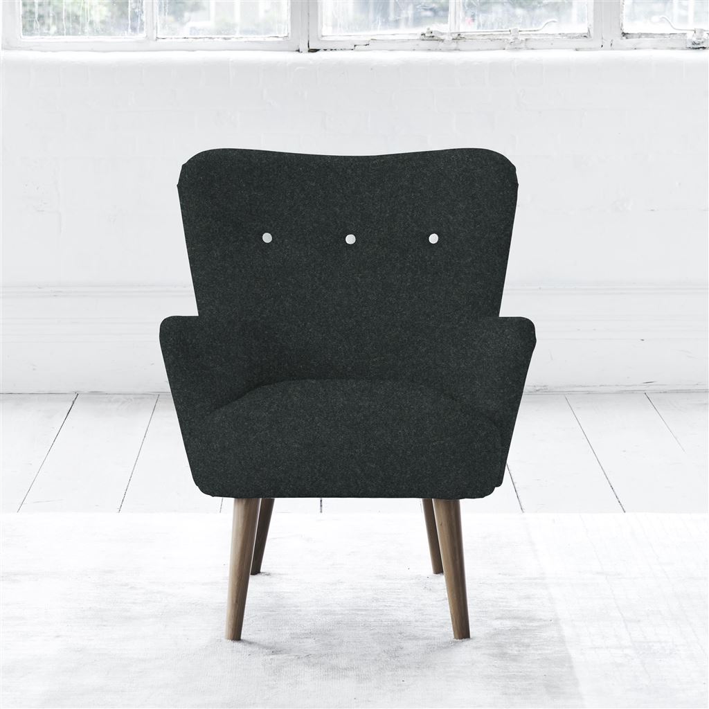 Florence Chair - White Buttons - Walnut Leg - Cheviot Noir