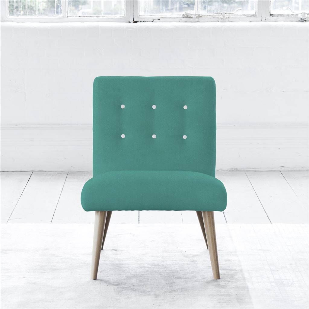 Eva Chair - White Buttons - Beech Leg - Cassia Ocean