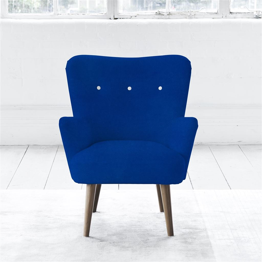 Florence Chair - White Buttons - Walnut Leg - Cassia Cobalt
