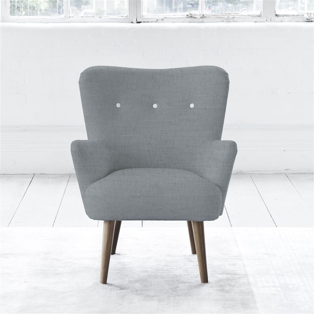 Florence Chair - White Buttons - Walnut Leg - Elrick Zinc