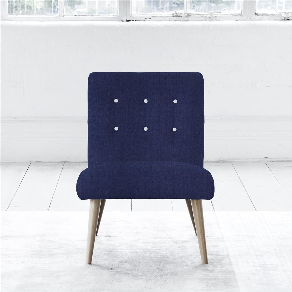 Eva Chair - White Buttons - Beech Leg - Brera Lino Ultra Marine