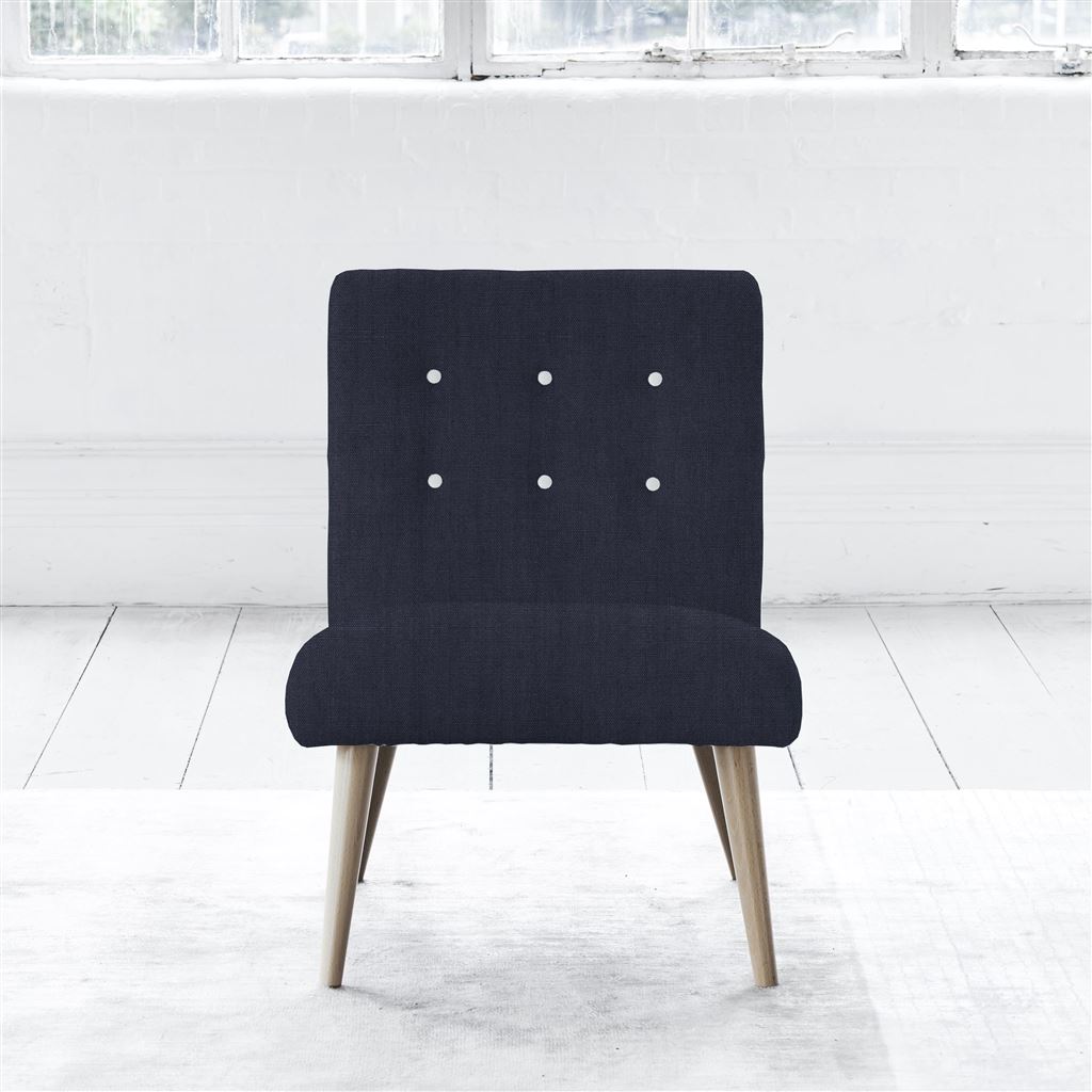 Eva Chair - White Buttons - Beech Leg - Brera Lino Indigo