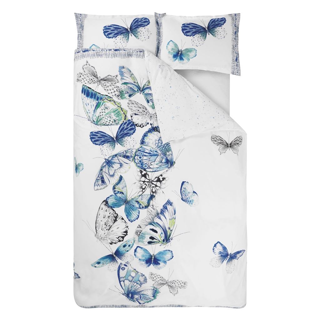 papillons cobalt queen duvet cover