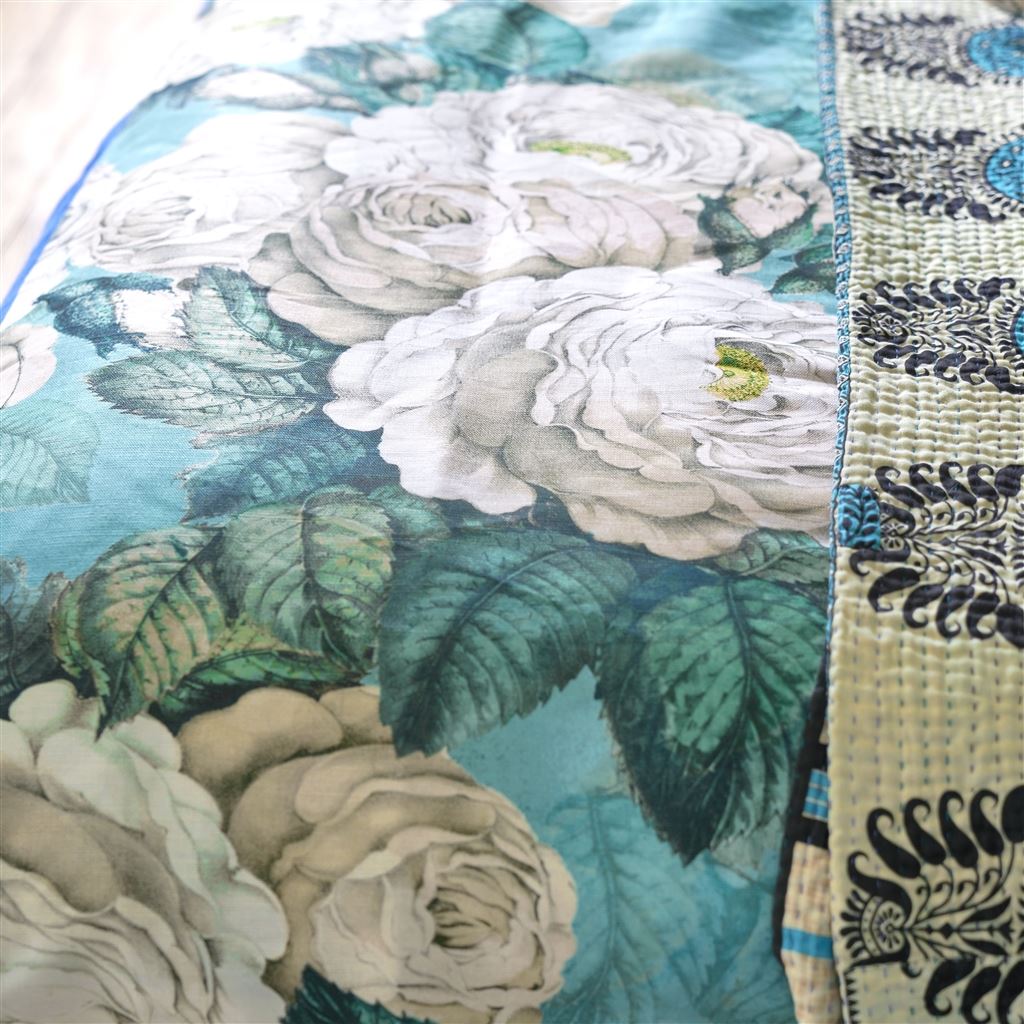 The Rose Swedish Blue Fabric | John Derian | Designers Guild