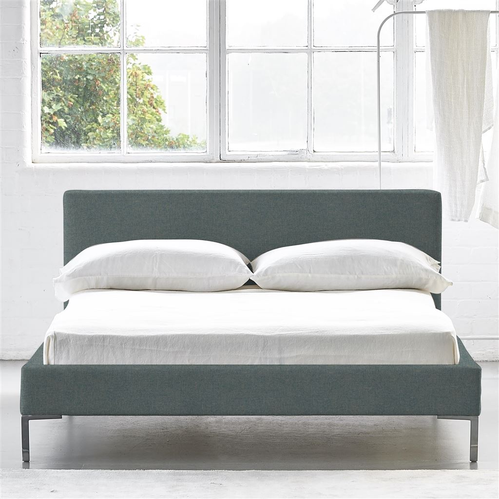 Square Low Bed -  Superking  -  Metal Leg  -  Rothesay Aqua