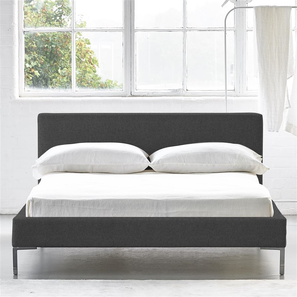 Square Low Bed -  Superking  -  Metal Leg  -  Rothesay Smoke