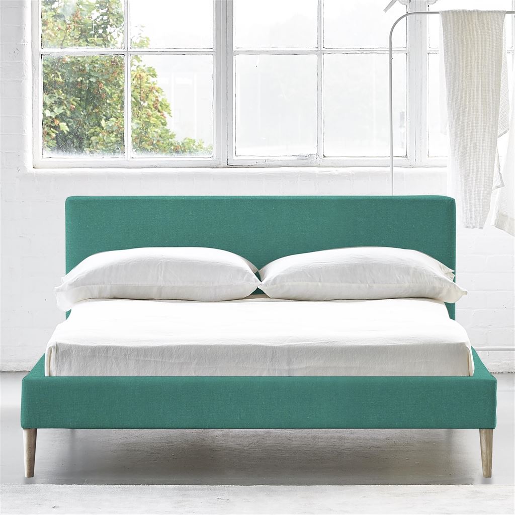 Square Low Bed -  Superking  -  Beech Leg  -  Cassia Ocean