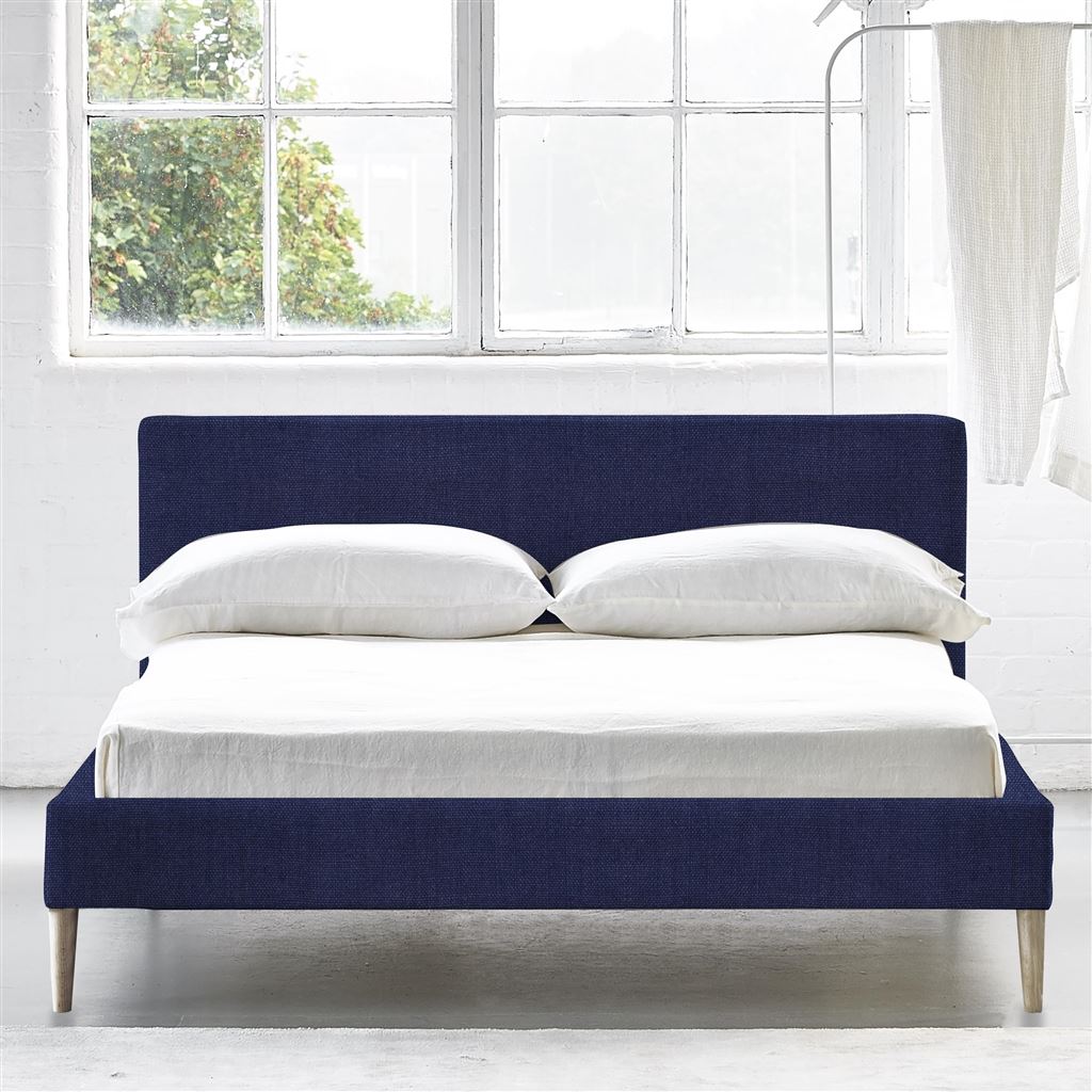Square Low Bed -  Superking  -  Beech Leg  -  Brera Lino Ultramarine