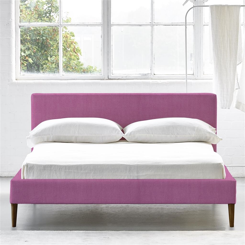 Square Low Bed -  Single  -  Walnut Leg  -  Brera Lino Peony