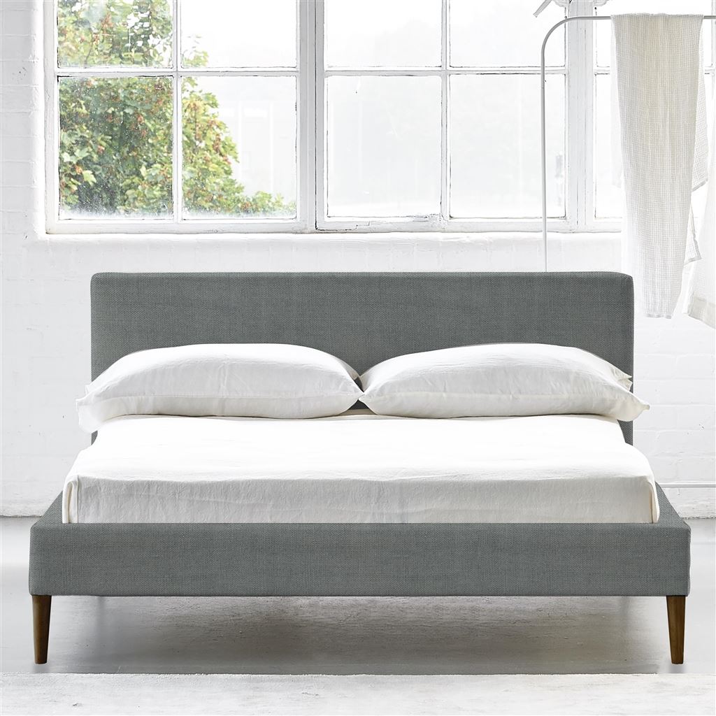 Square Low Bed -  Single  -  Walnut Leg  -  Brera Lino Zinc