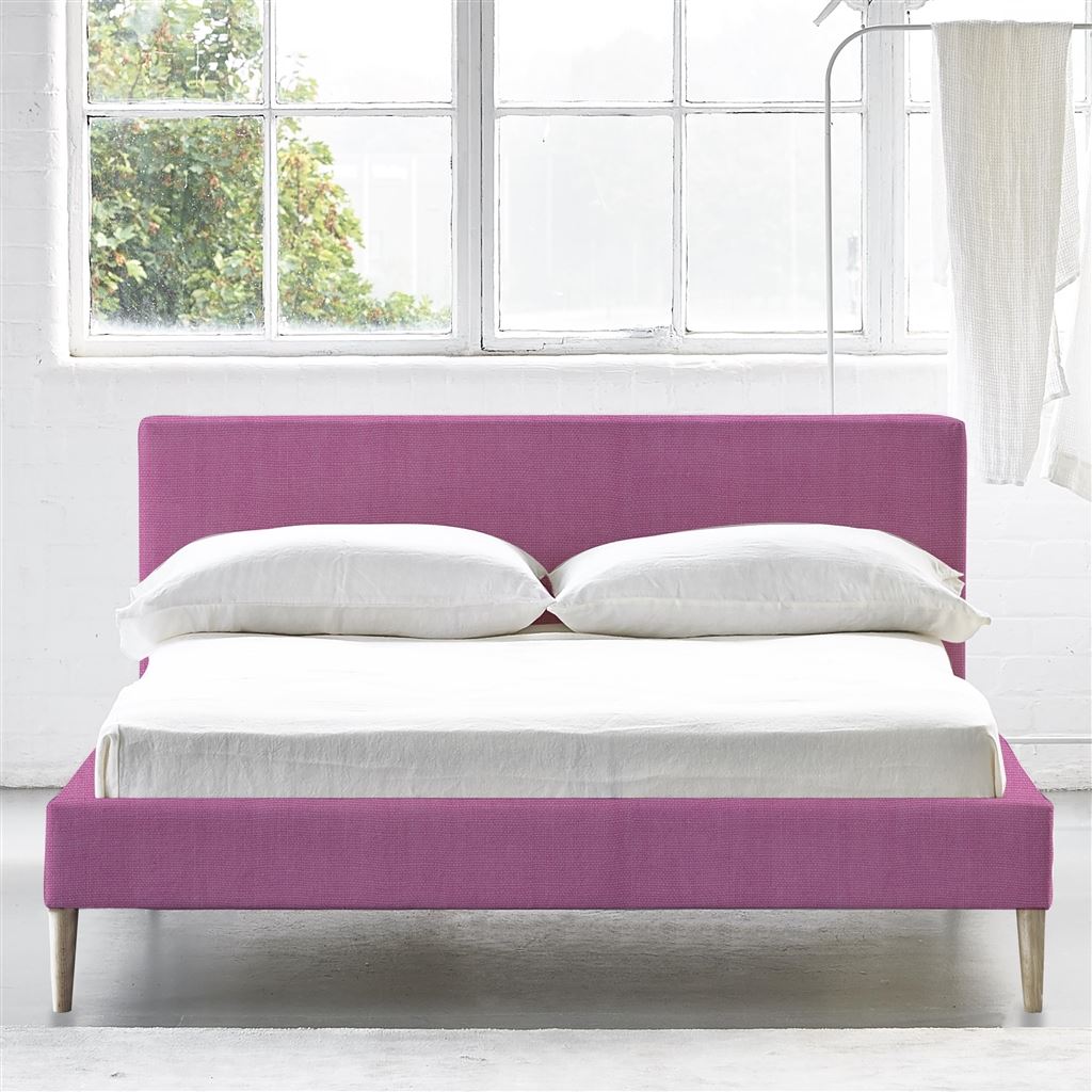 Square Low Bed -  Superking  -  Beech Leg  -  Brera Lino Peony