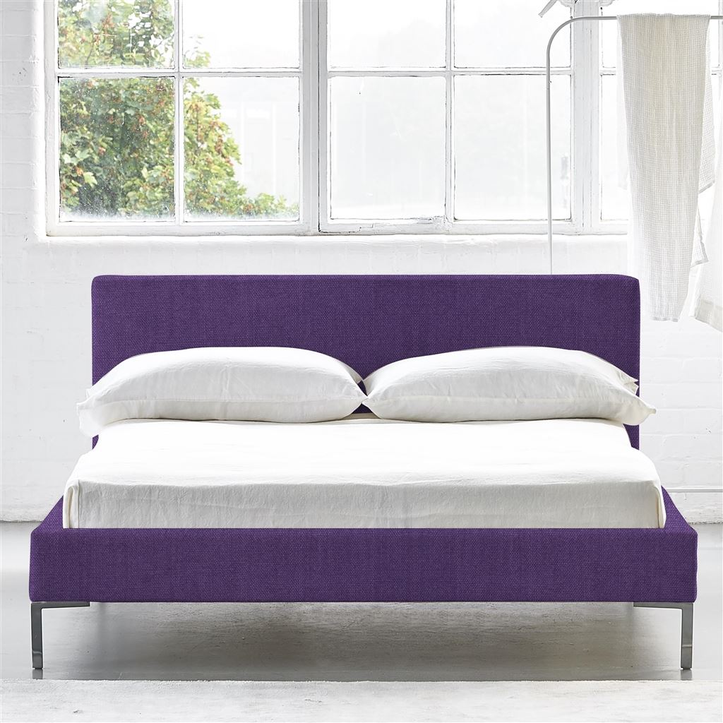 Square Low Bed -  Superking  -  Metal Leg  -  Brera Lino Violet