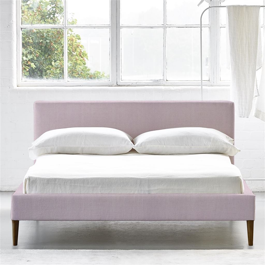 Square Low Bed -  Single  -  Walnut Leg  -  Brera Lino Pale Rose