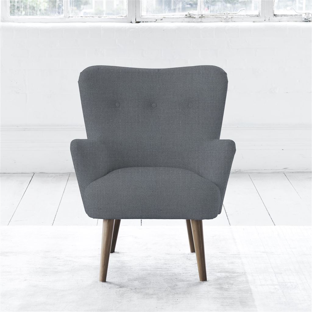 Florence Chair - Self Buttonss - Walnut Leg - Conway Gunmetal