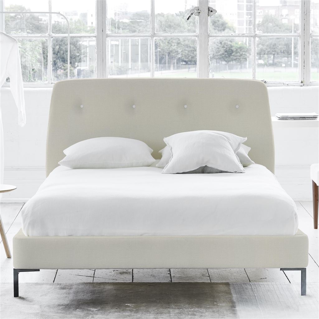 Cosmo Bed - White Buttons - Superking - Metal Leg - Conway Ivory