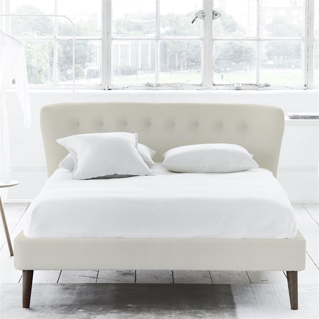 Wave Bed - Self Buttons - Superking - Walnut Leg - Conway Ivory