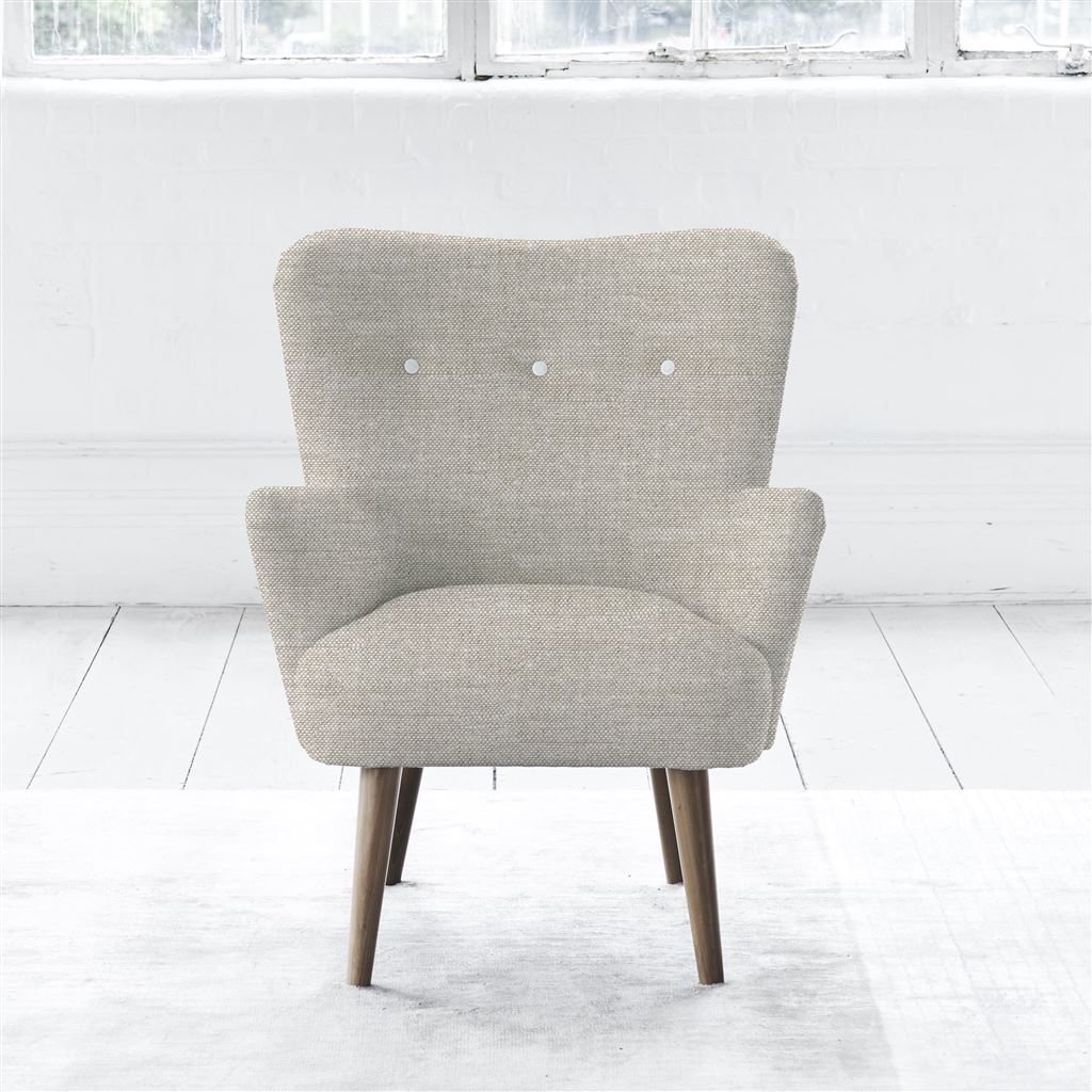 Florence Chair - White Buttonss - Walnut Leg - Conway Linen