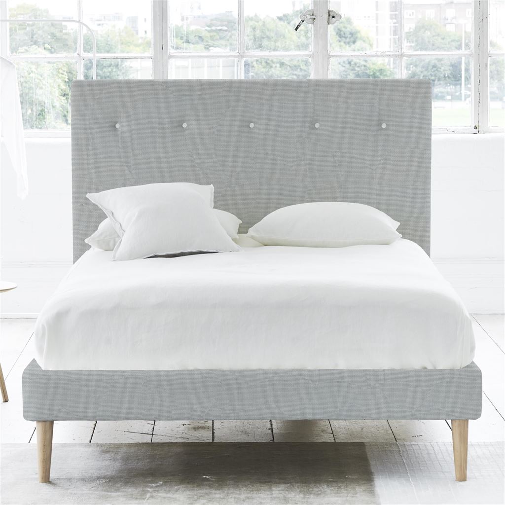 Polka Bed - White Buttons - Single - Beech Leg - Conway Platinum