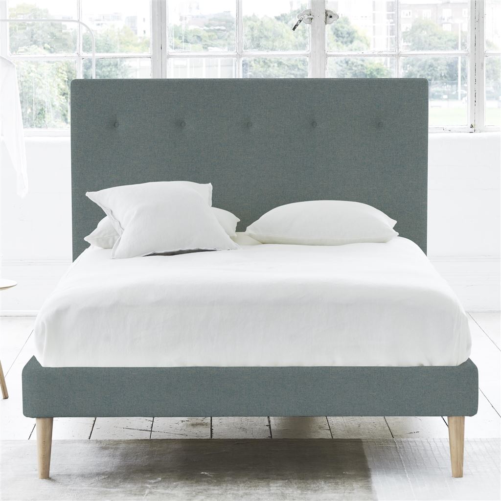 Polka Bed - Self Buttons - Superking - Beech Leg - Rothesay Aqua