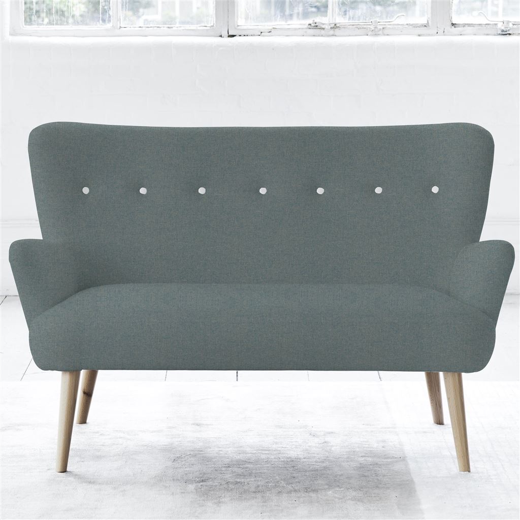 Florence Sofa - White Buttons - Beech Leg - Rothesay Aqua