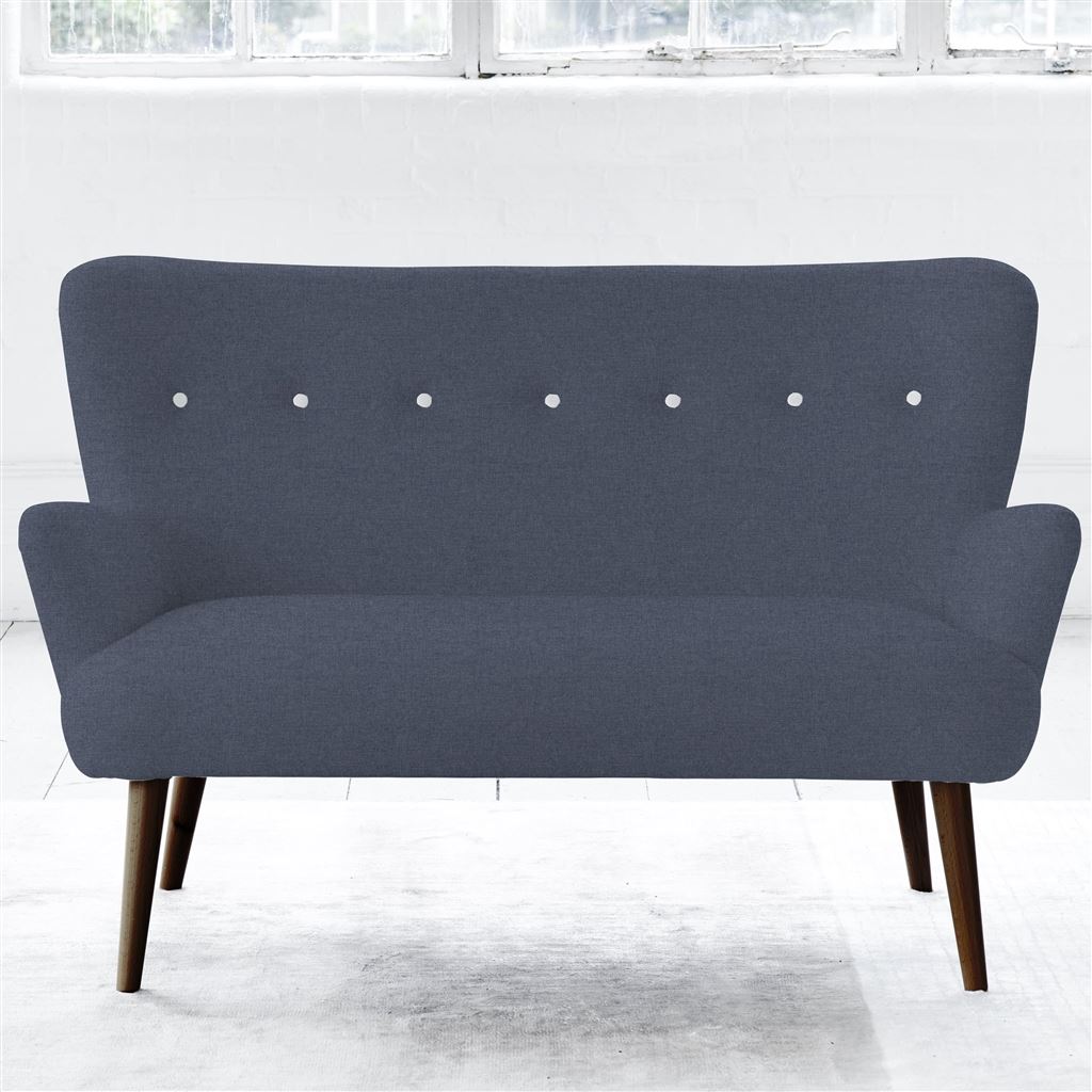 Florence Sofa - White Buttons - Walnut Leg - Rothesay Denim