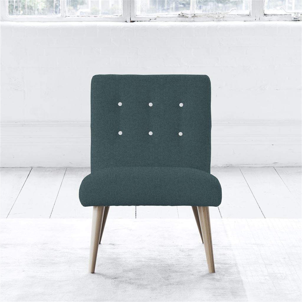 Eva Chair - White Buttonss - Beech Leg - Rothesay Azure