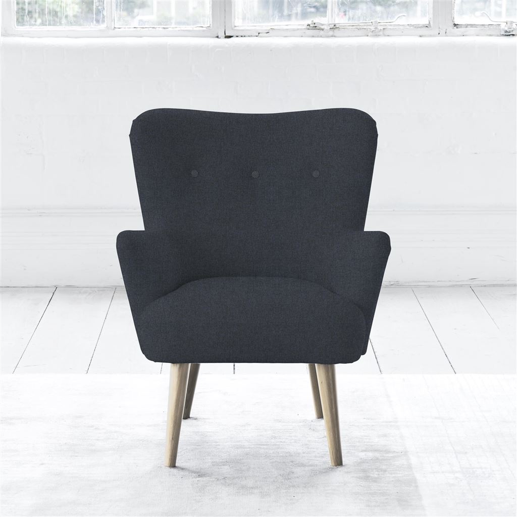 Florence Chair - Self Buttonss - Beech Leg - Rothesay Indigo