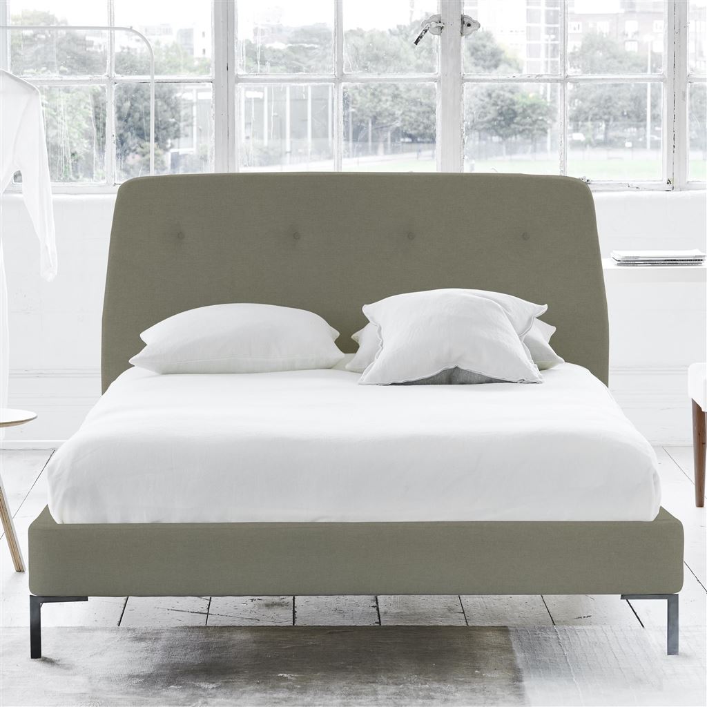Cosmo Bed - Self Buttons - Superking - Metal Leg - Rothesay Linen