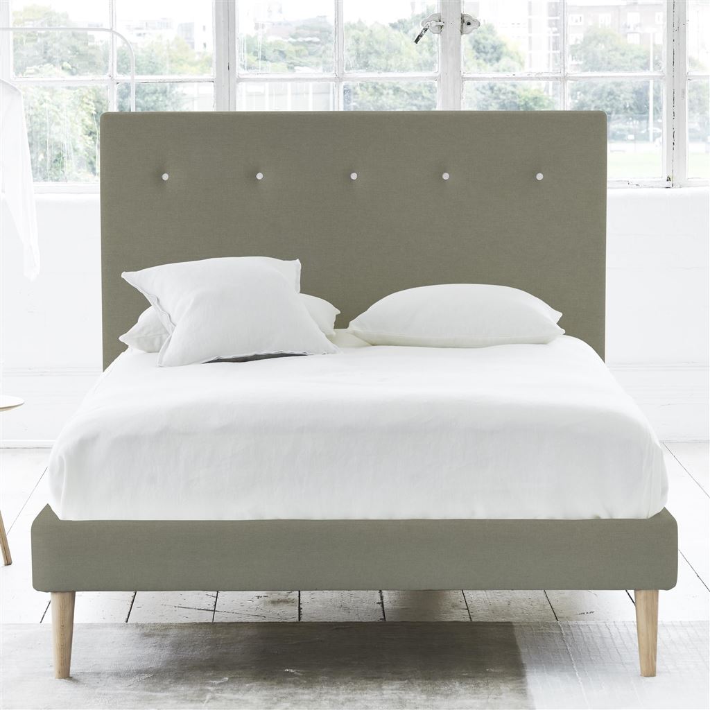 Polka Bed - White Buttons - Superking - Beech Leg - Rothesay Linen