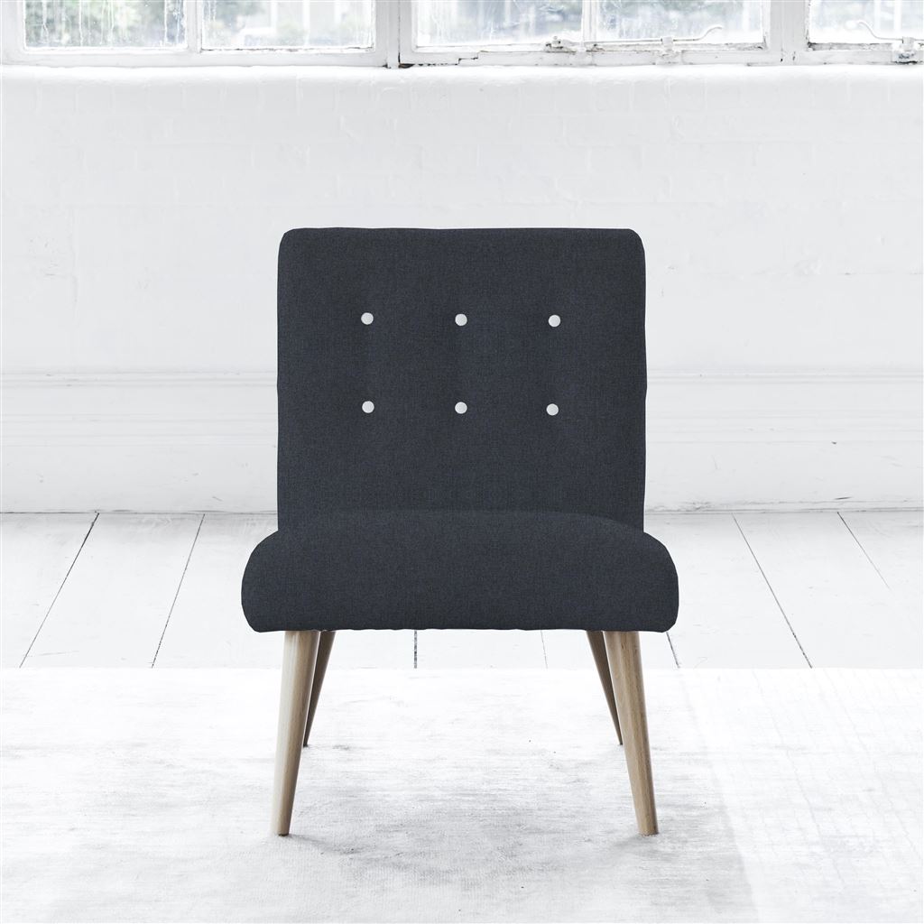 Eva Chair - White Buttonss - Beech Leg - Rothesay Indigo