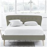 Wave Bed - Self Buttons - Superking - Beech Leg - Rothesay Linen
