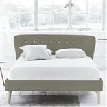 Wave Bed - White Buttons - Superking - Beech Leg - Rothesay Linen