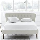 Wave Bed - White Buttons - King - Walnut Leg - Conway Ecru